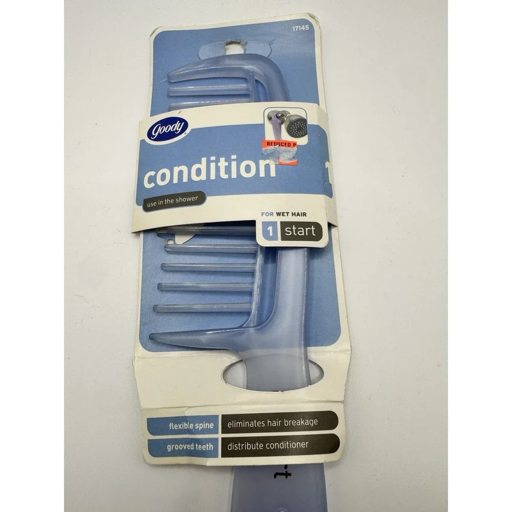 GOODY Ouchless Condition Detangling Comb for Wet Hair Flexible Teeth Blue 1a
